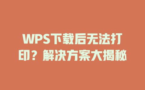 WPS下载后无法打印？解决方案大揭秘 一