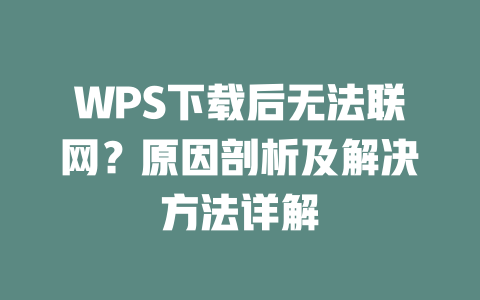 WPS下载后无法联网?原因剖析及解决方法详解 一